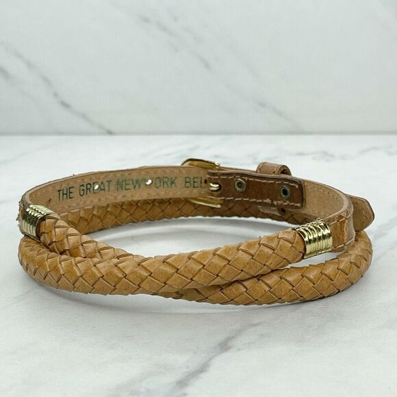 The Great New York Belt Co Brown Vintage Barrel Braided Leather Belt Size Small - Picture 2 of 9